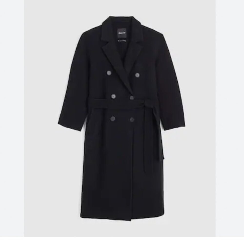 NWT Madewell Double-Faced Brushed Long Coat Black Sz Small